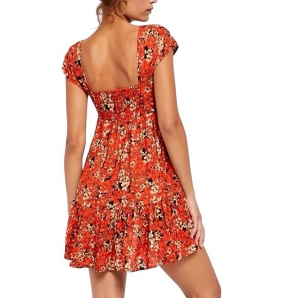 Free People night combo mini dress floral autumn colors sweetheart neckline XS - Picture 2 of 10
